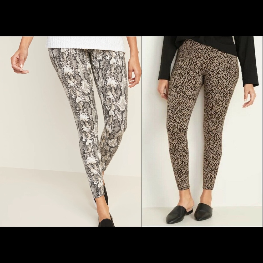 2 Pairs of Old Navy Leggings (Snakeskin & Leopard)